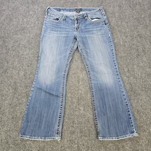 Silver Jeans Aiko Bootcut Womens Size 16 or  36x31 Blue Y2K Thick Stitch Western